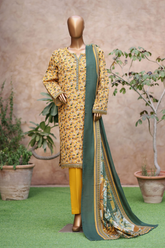 Bin Saeed Stitched 3 Piece Exclusive Printed Khaddar Vol-05 Collection'2025-WK-2402-Yellow